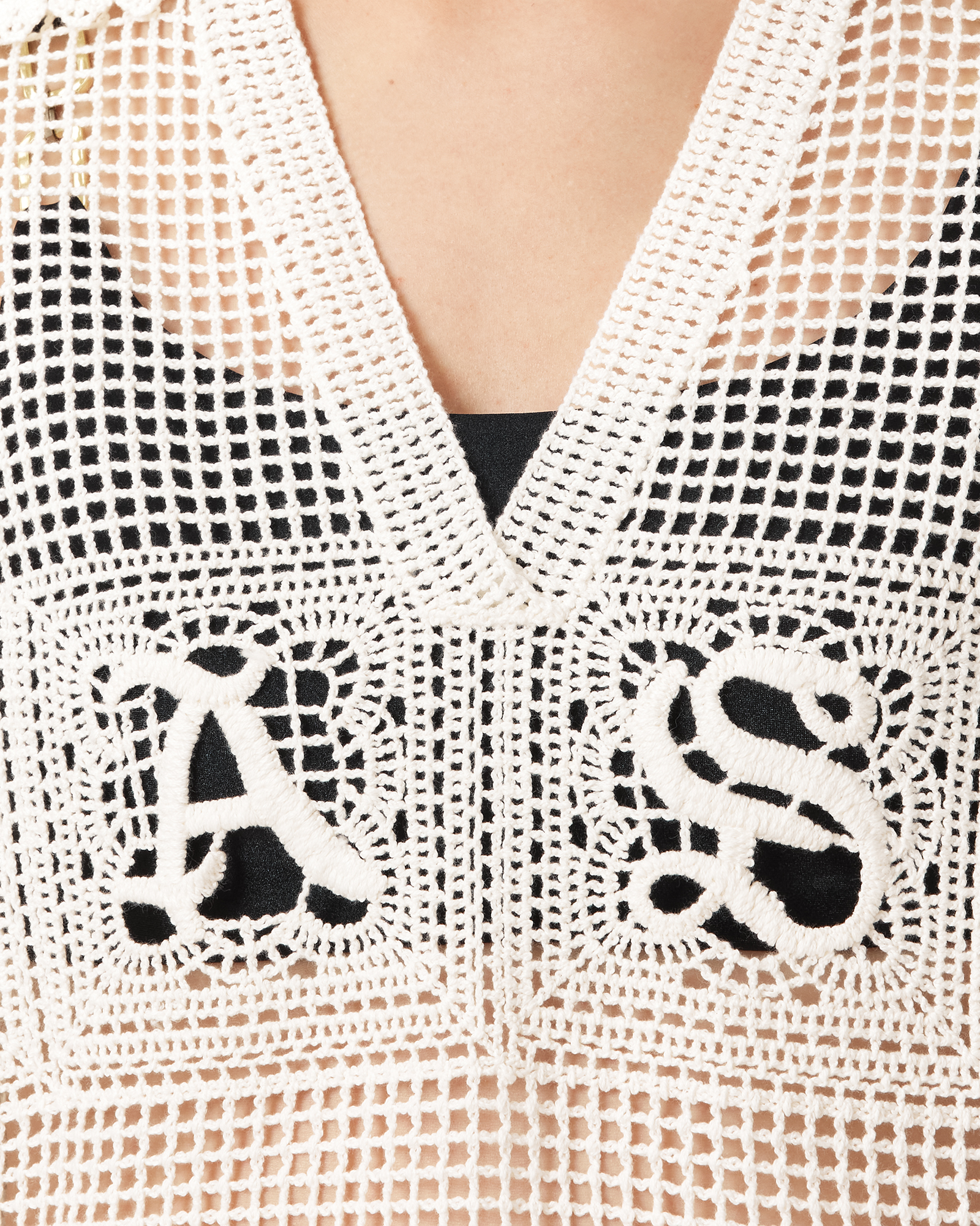 Kyra Open Knit Mini Dress Chalk White | ALLSAINTS
