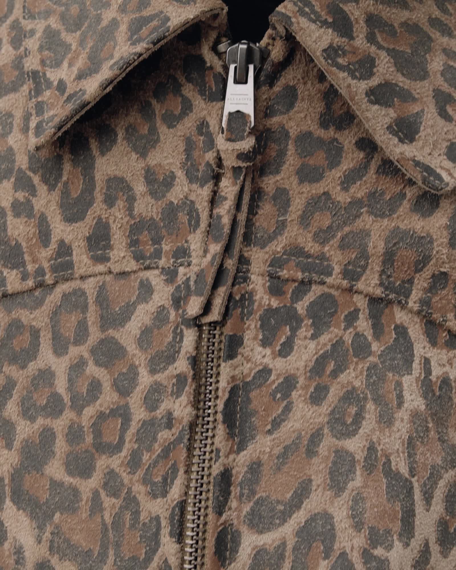 Dellcot Leopard Print Suede Jacket