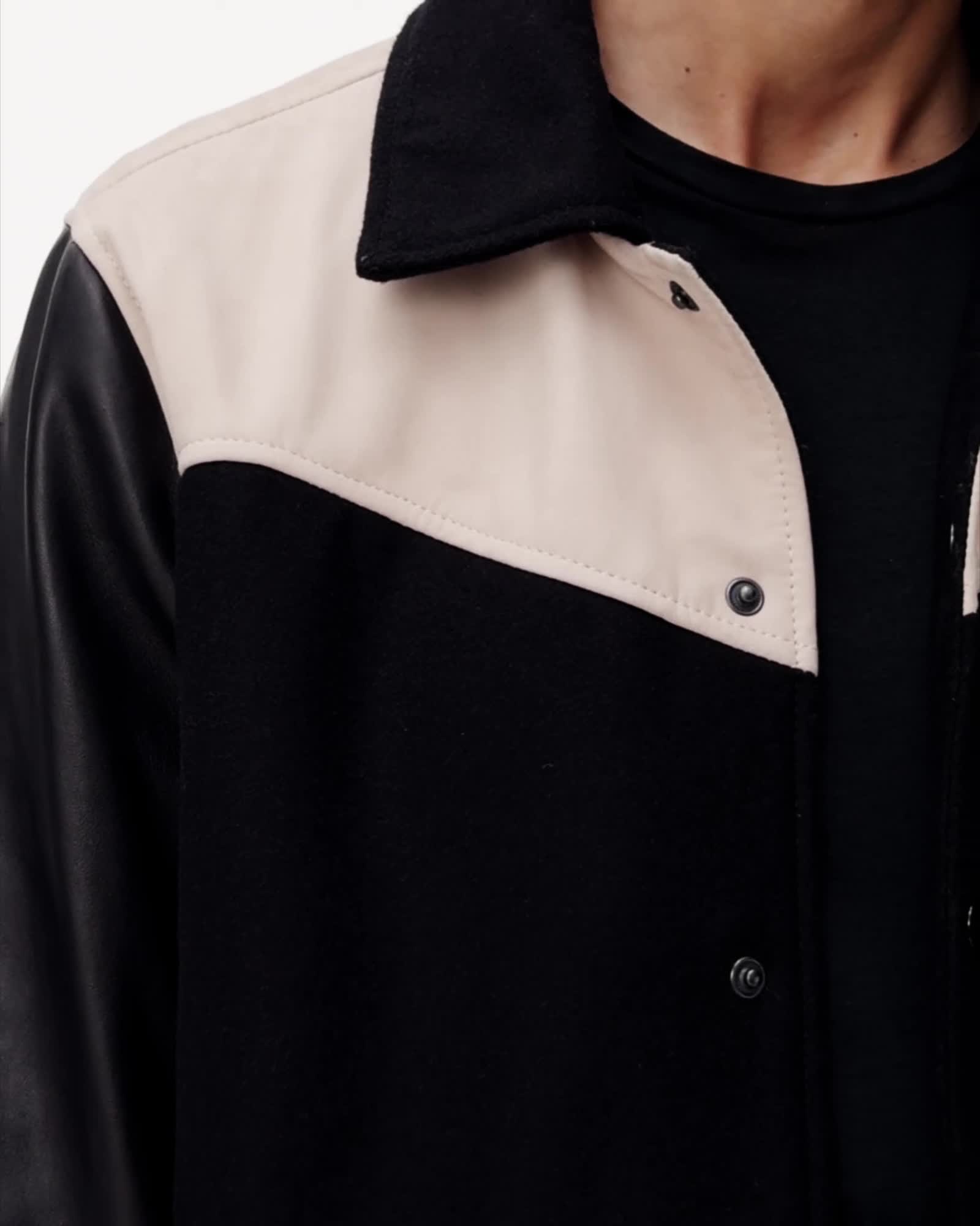 Endleton Contrast Leather Bomber Jacket