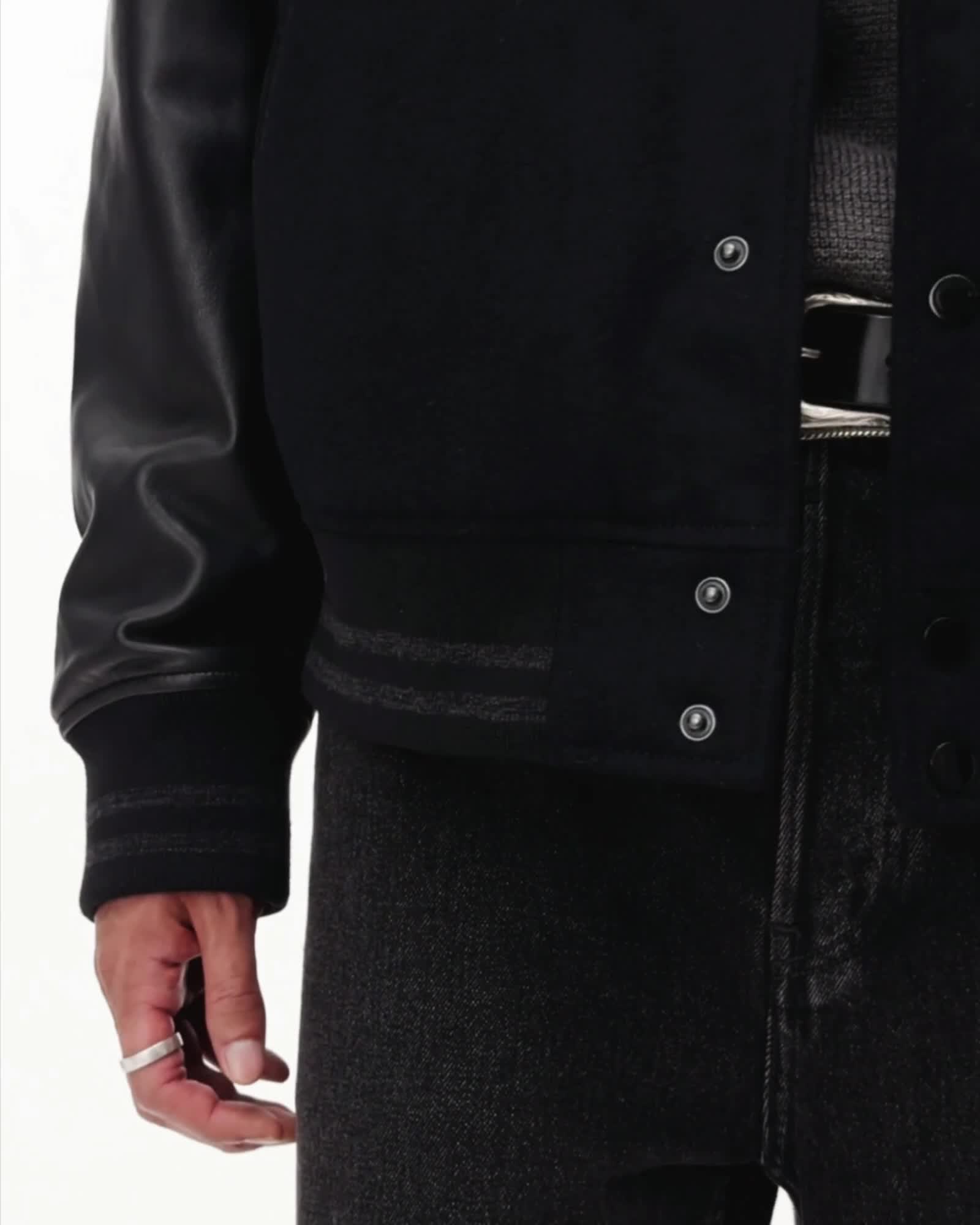 Endleton Contrast Leather Bomber Jacket