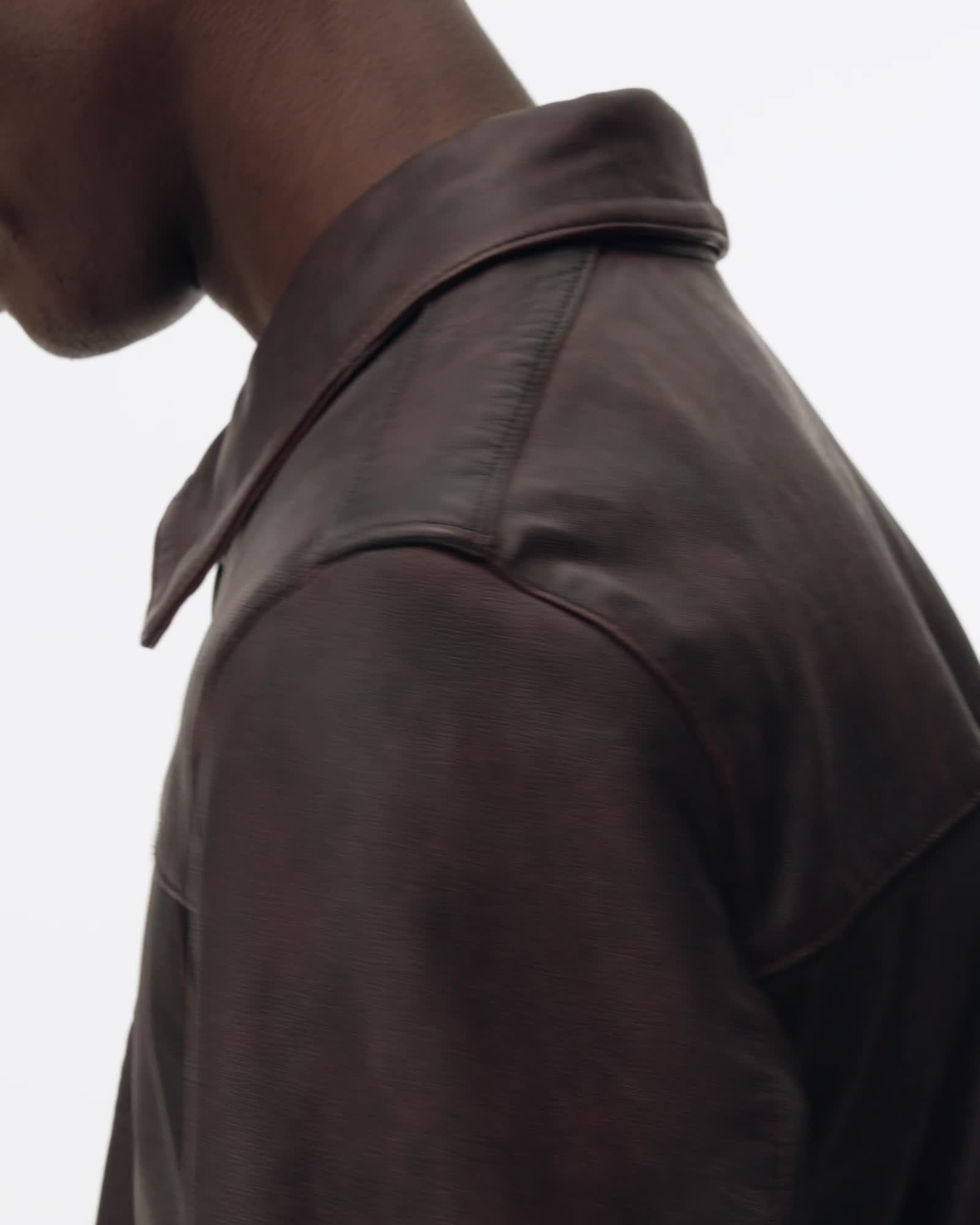 Alkan Zip Up Two Tone Leather Jacket