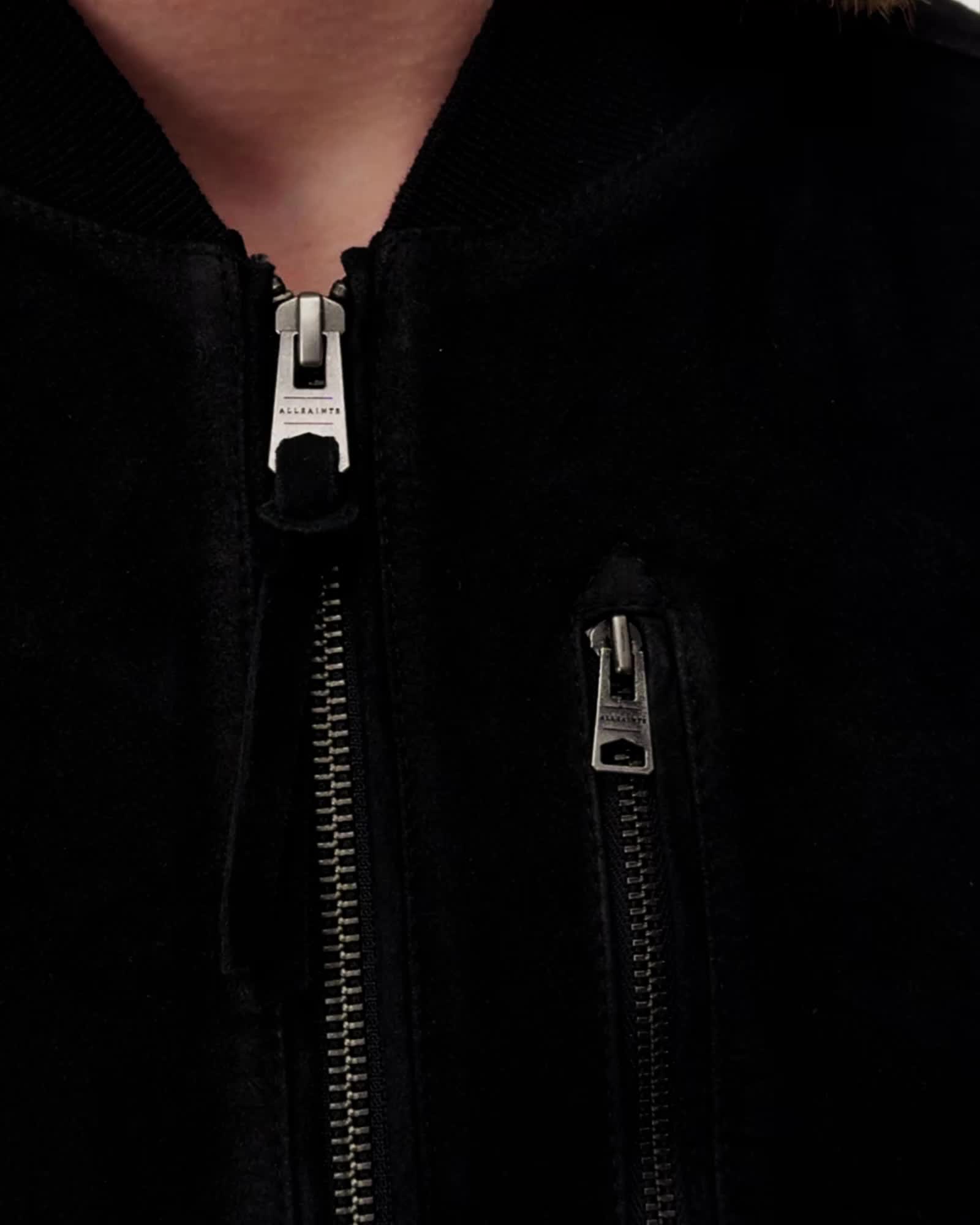 Kemble Suede Bomber Jacket Black ALLSAINTS - Main Image