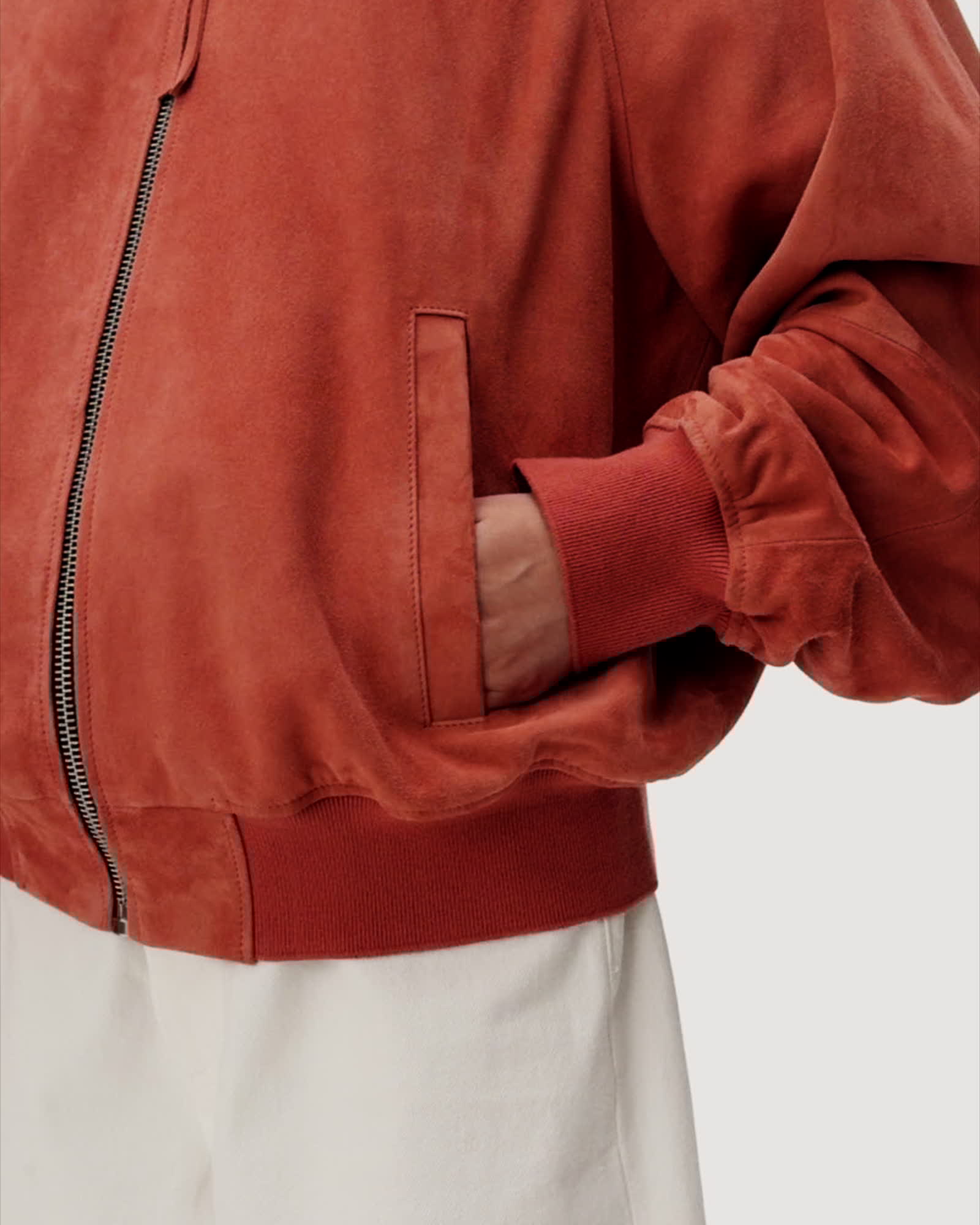 Dana Relaxed Fit Suede Bomber Jacket