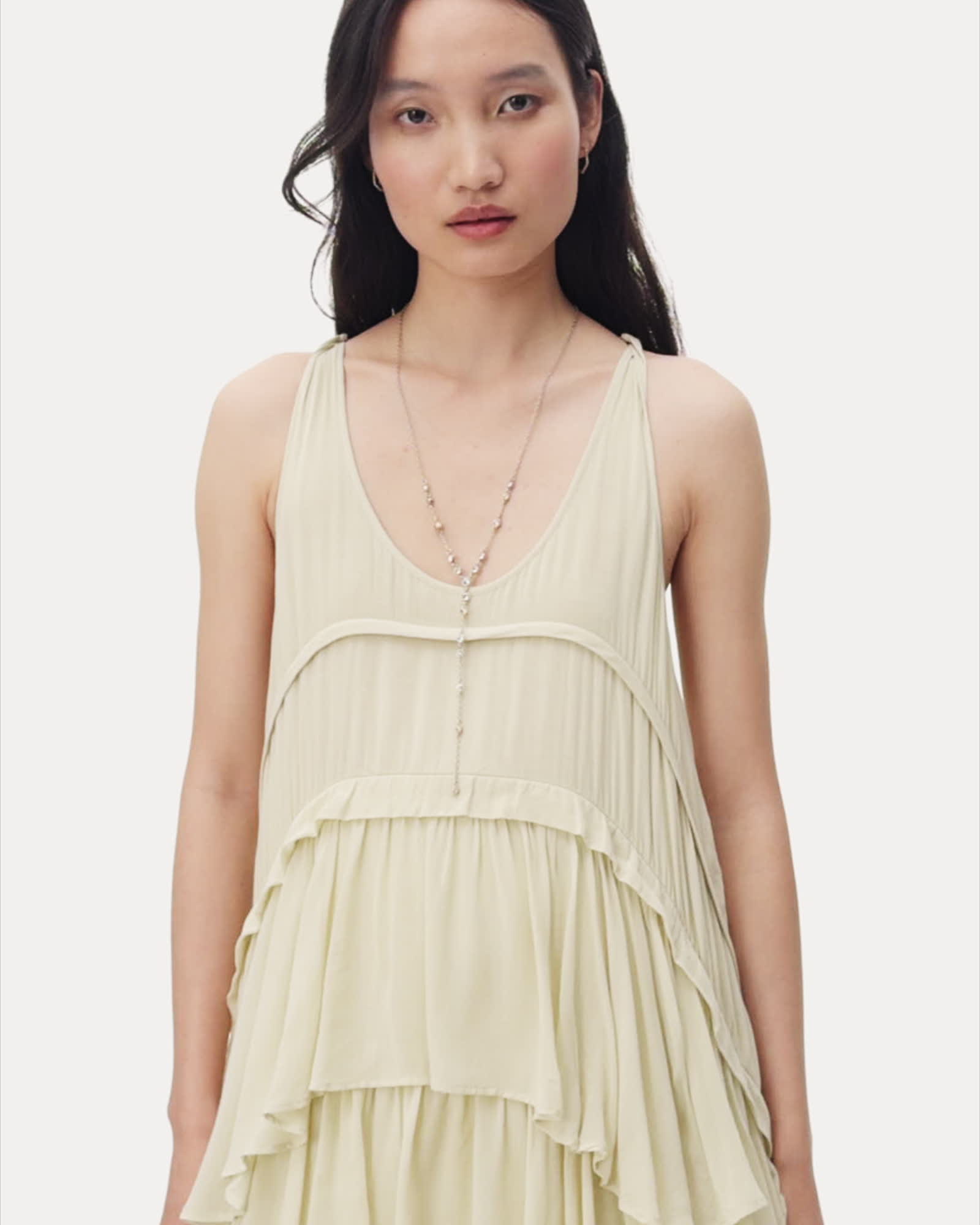 allsaints cavarly tiered ruffle maxi dress Cavarly Tiered Ruffle Maxi Dress OCHRE YELLOW