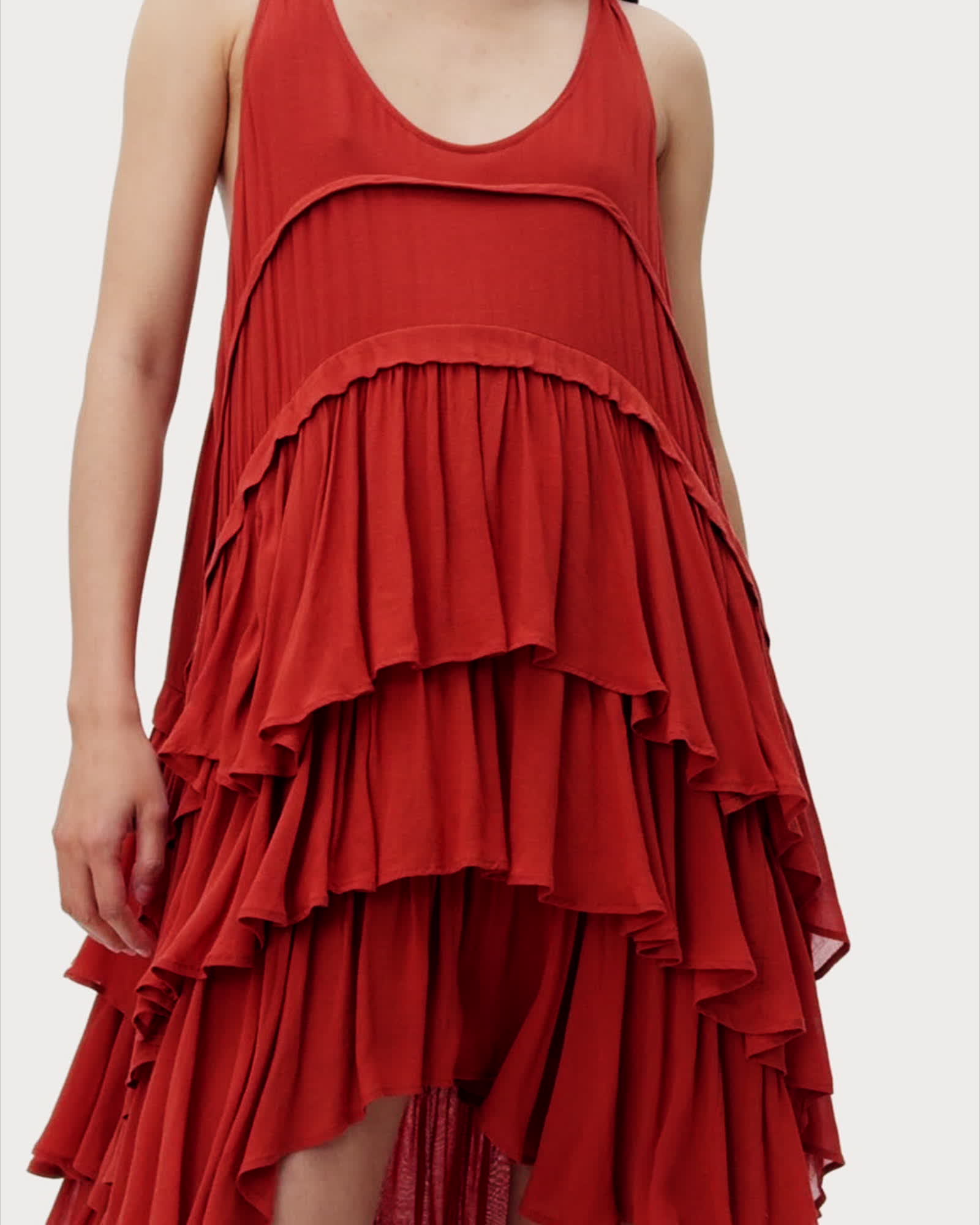 allsaints cavarly tiered ruffle maxi dress Cavarly Tiered Ruffle Maxi Dress Black