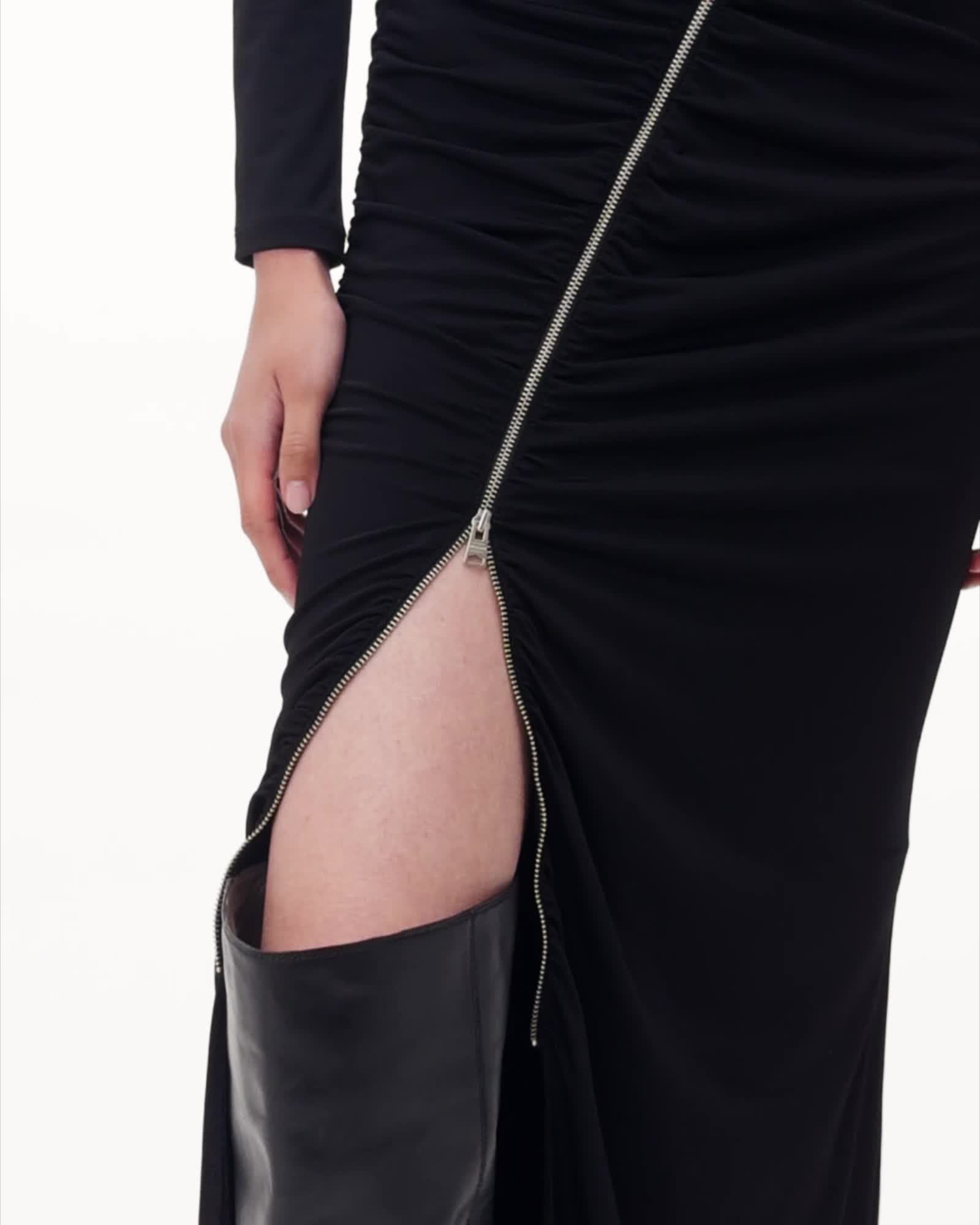 Elsie Zipper Maxi Dress Black | ALLSAINTS US Elsie Zipper Maxi Dress Black | ALLSAINTS US