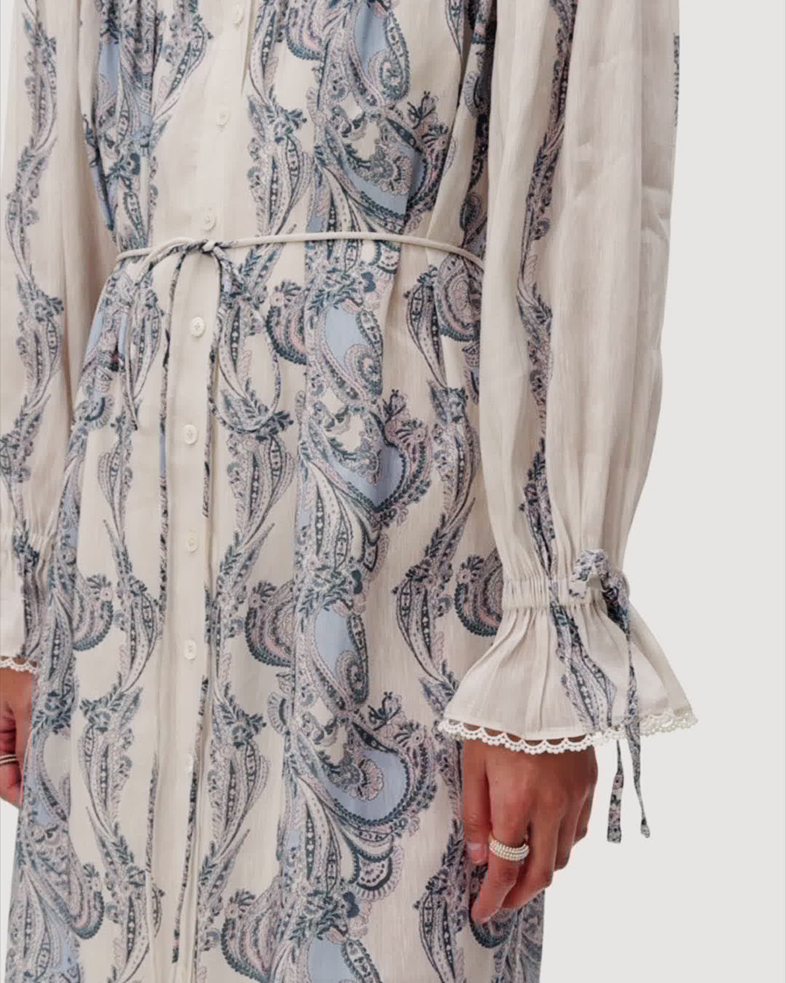 Delphine Floral Print Midi Shirt Dress LITA SOFT BLUE ALLSAINTS US